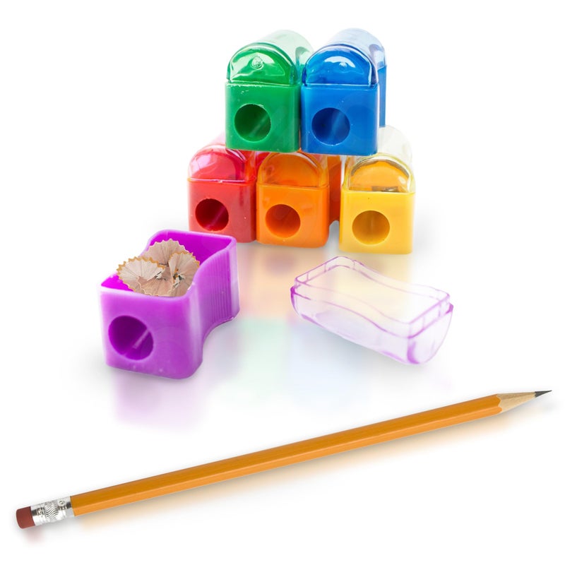 Fun Central 72 Pack Assorted Color Plastic Manual Pencil Sharpeners with Caps â€“ Bulk Classroom, Office, and Party Favor Supplies - Image 2